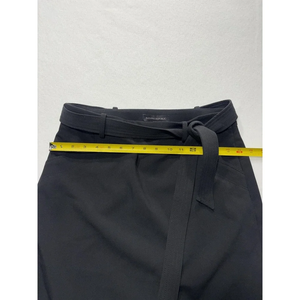 Banana Republic Skirt Womens 6 Black Belted Stretch Knee Length Pencil Work‎